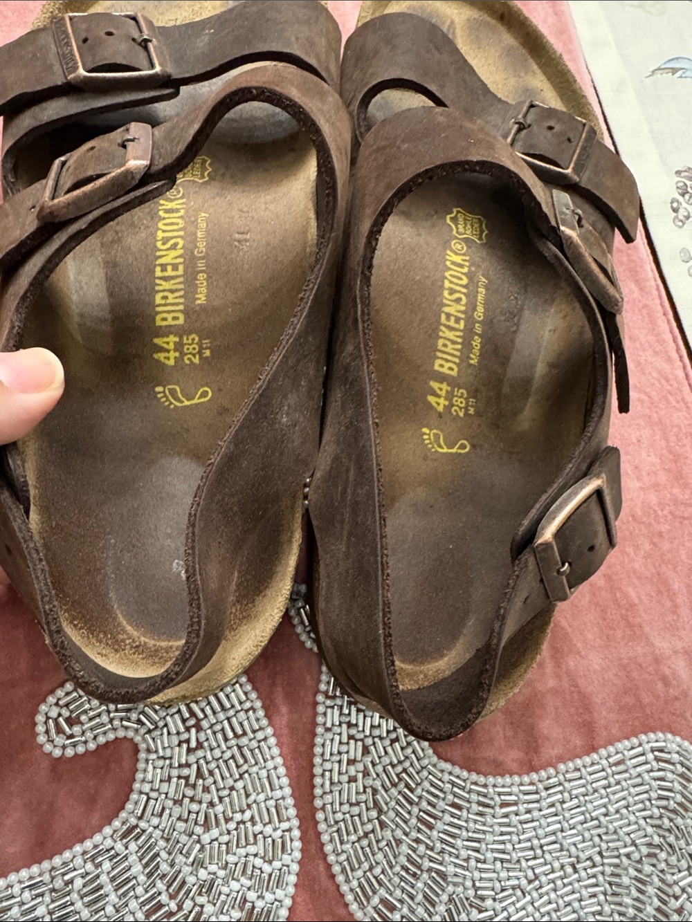 Birkenstock Brown Two-Strap Leather Men's Sandals size 44 - Picture 3 of 6